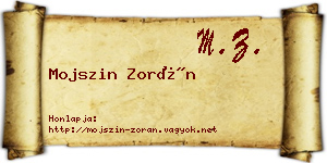 Mojszin Zorán névjegykártya
